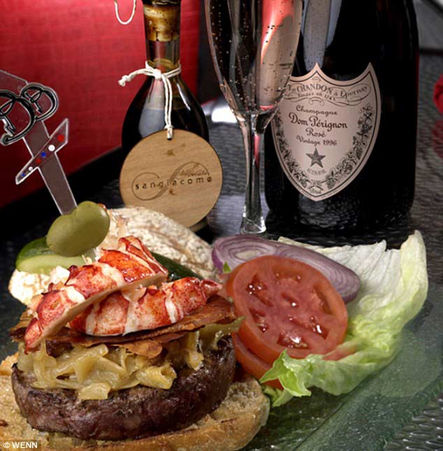 Kobe beef and maine lobster burger